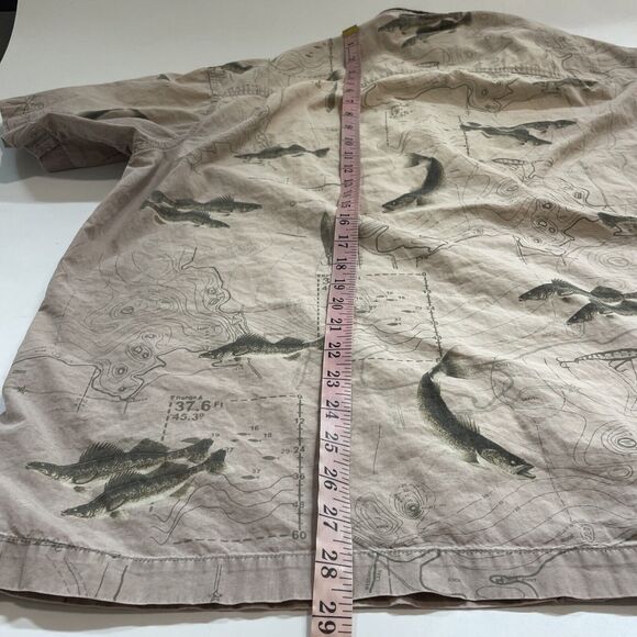 VINTAGE Columbia River Lodge Shirt Mens 2XL Trout Fish Button Up Short Sleeve - Picture 6 of 9